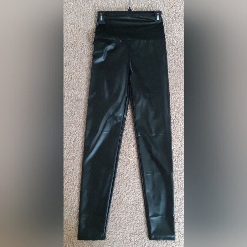 Ladies Black Faux Leather Pants